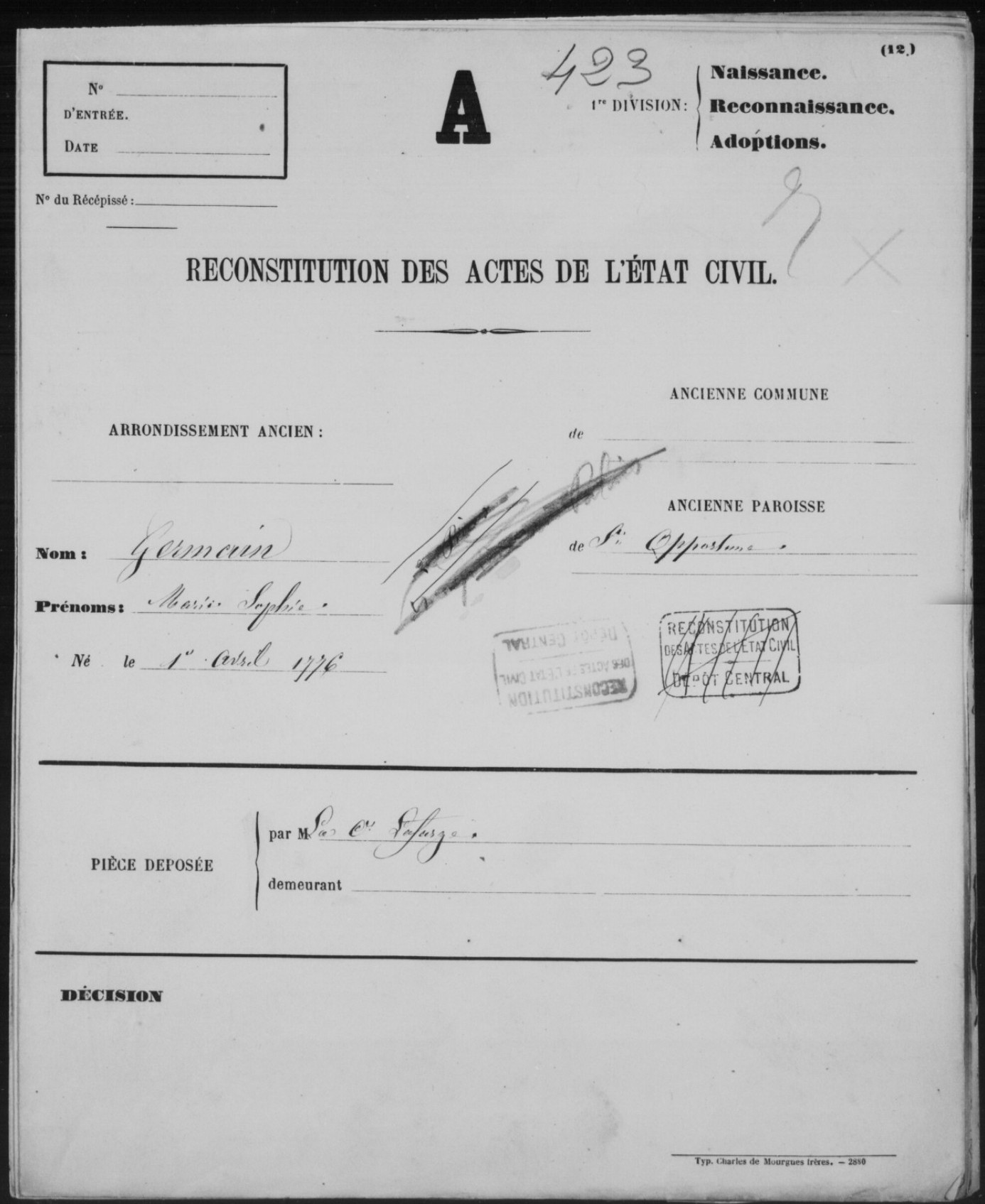 Original birth certificate