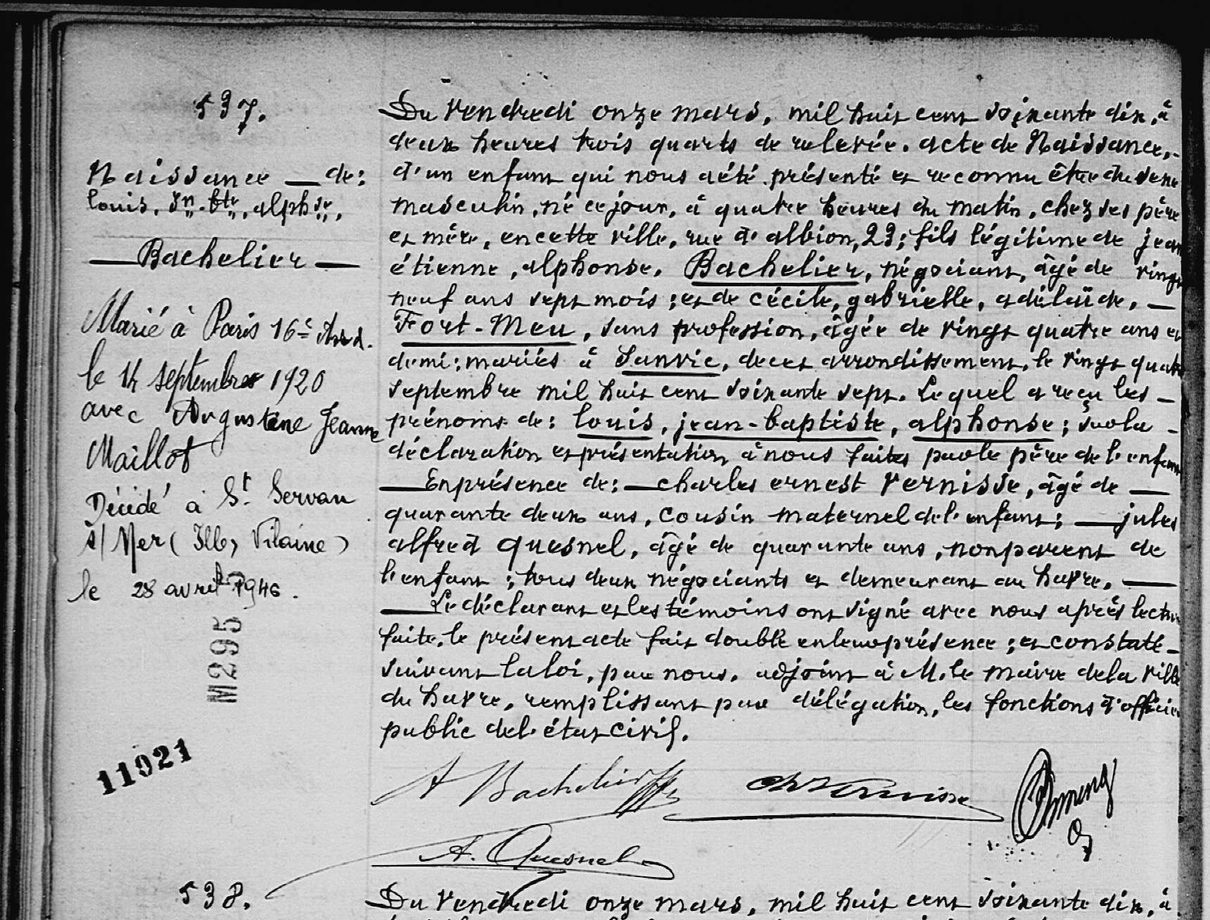 Original birth certificate