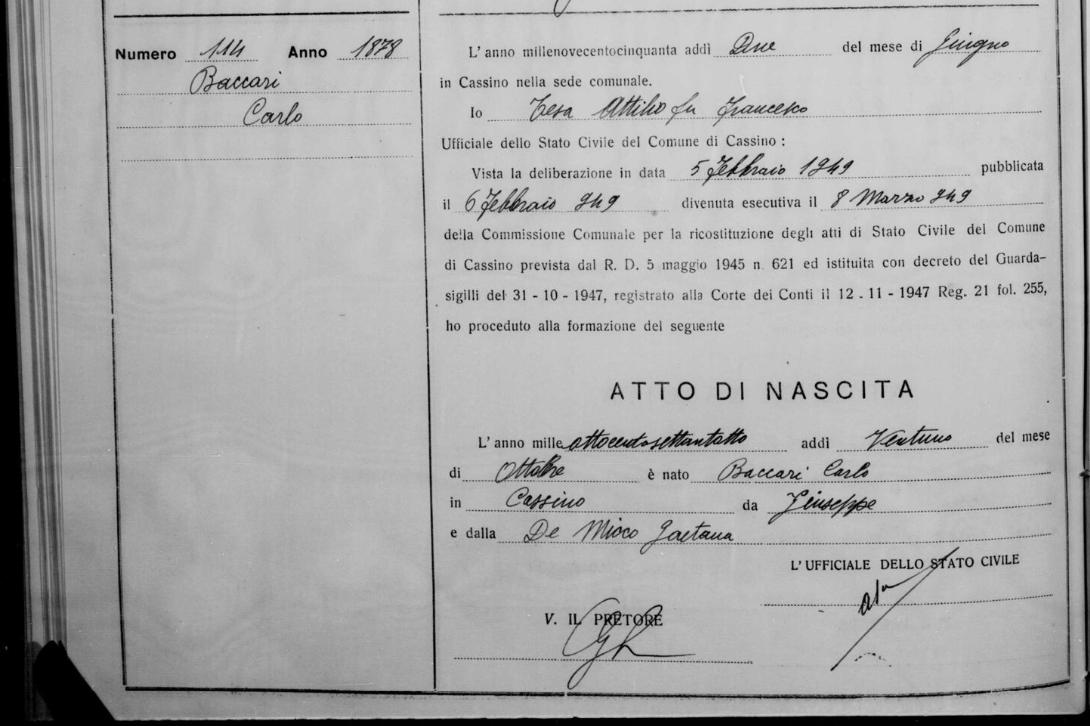 Original birth certificate